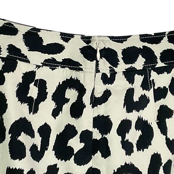LOFT Women's White & Black Leopard Print Skirt Sz 2, lined, 71% cotton, 29% silk - Picture 3 of 8